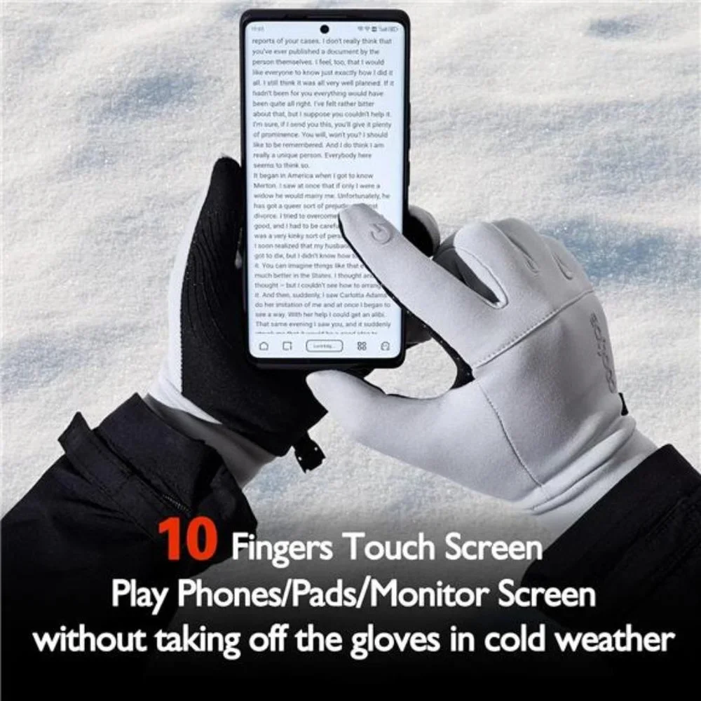 Unisex Touchscreen Winter Gloves Windproof Thermal Warm Gloves, Gray